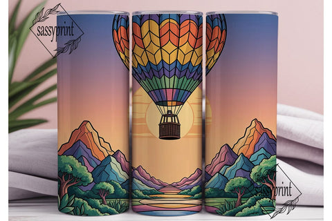Hot Air Balloon Stained Glass 20oz Sublimation sassyprint 