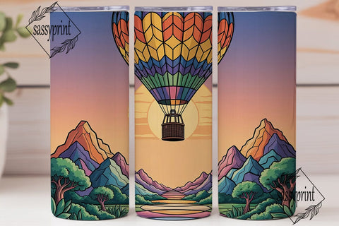 Hot Air Balloon Stained Glass 20oz Sublimation sassyprint 