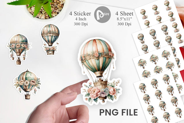 Hot Air Balloon Sticker Sublimation artnoy 