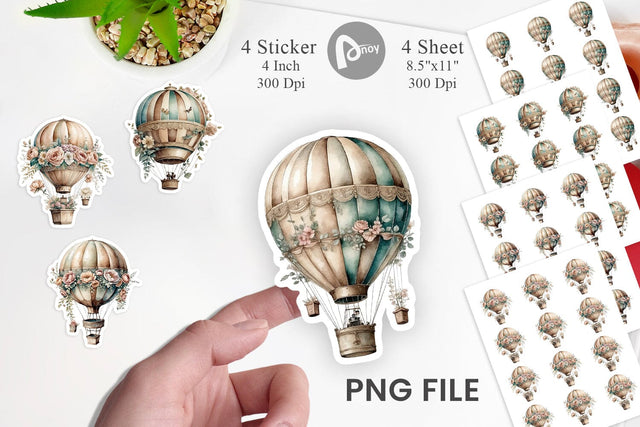 Hot Air Balloon Sticker Sublimation artnoy 