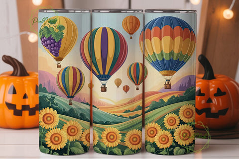 Hot Air Balloon Sunflower 20oz Tumbler Sublimation PixelChick 