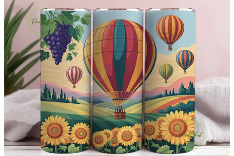 Hot Air Balloon Sunflower 20oz Tumbler Sublimation PixelChick 