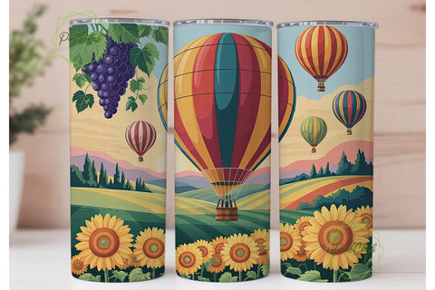 Hot Air Balloon Sunflower 20oz Tumbler Sublimation PixelChick 