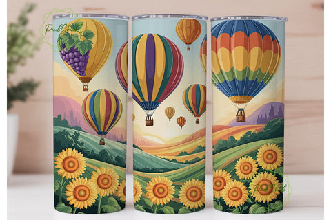 Hot Air Balloon Sunflower 20oz Tumbler Sublimation PixelChick 