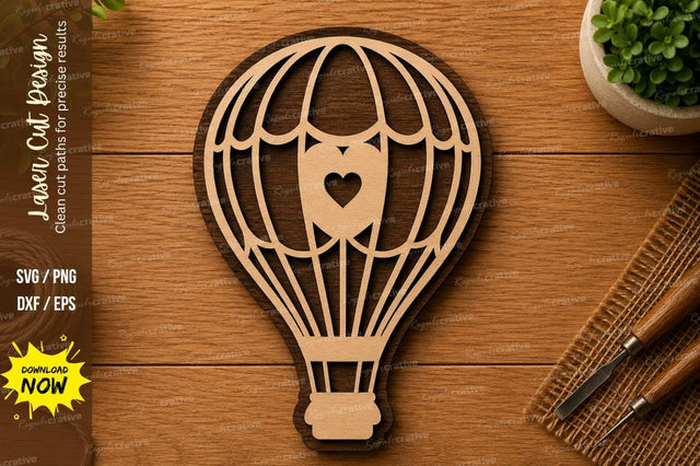 Hot Air Balloon SVG | Love Balloon Laser Cut File | Glowforge CNC DXF PNG EPS SVG Regulrcrative 