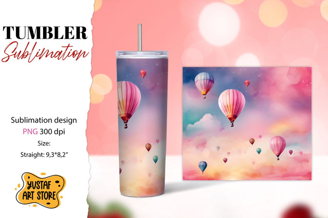 Hot Air Balloon tumbler sublimation. Watercolor design Sublimation Yustaf Art Store 