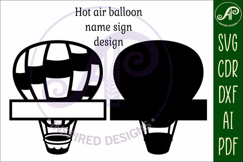 Hot air balloon two layer name sign svg laser cut file SVG APInspireddesigns 