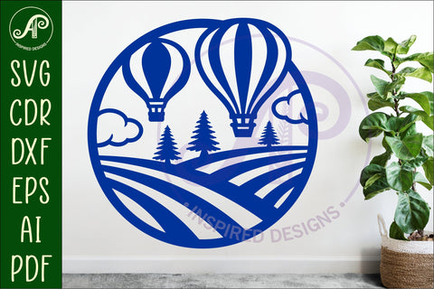 Hot air balloon wall sign laser cut file SVG APInspireddesigns 