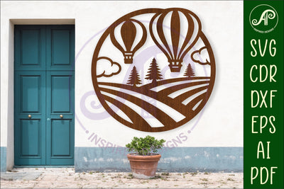 Hot air balloon wall sign laser cut file SVG APInspireddesigns 
