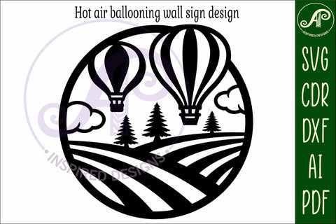 Hot air balloon wall sign laser cut file SVG APInspireddesigns 