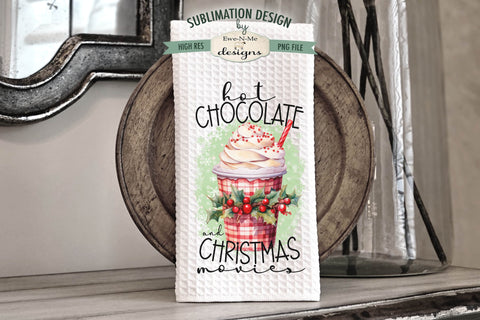 Hot Chocolate Christmas Kitchen Towel Sublimation Designs Sublimation Ewe-N-Me Designs 