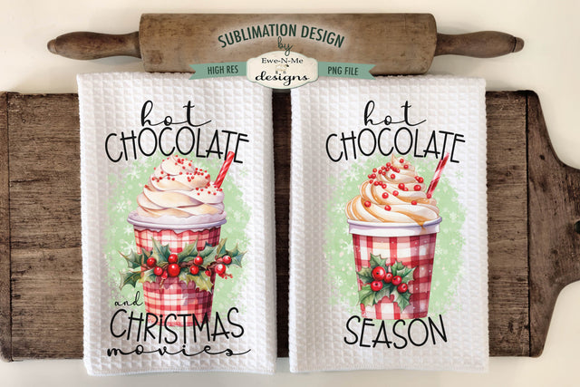 Hot Chocolate Christmas Kitchen Towel Sublimation Designs Sublimation Ewe-N-Me Designs 