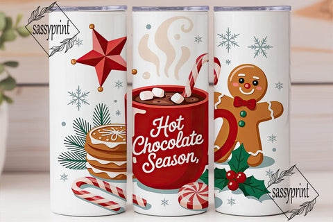 Hot Chocolate Season 20oz Tumbler Wrap Sublimation sassyprint 