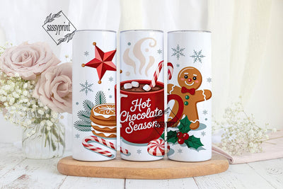 Hot Chocolate Season 20oz Tumbler Wrap Sublimation sassyprint 