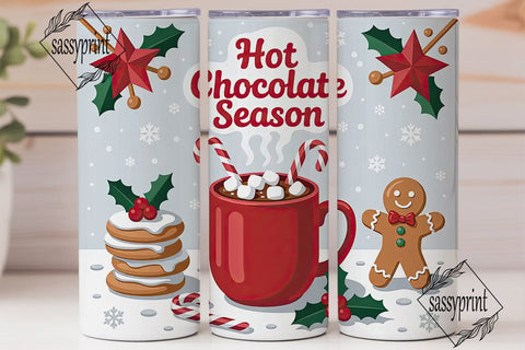 Hot Chocolate Season 20oz Tumbler Wrap Sublimation sassyprint 