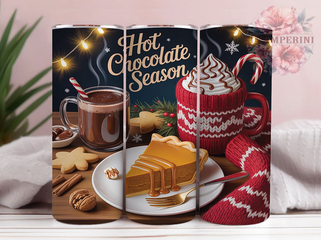 Hot Chocolate Season Christmas Tumbler, Cozy Winter Wrap, Festive Holiday Sublimation Design, Warm Cocoa Cup, 20Oz Skinny Tumbler Wrap, Christmas Chocolate Mug, Sweet Winter Drink Design Sublimation Li Zamperini 