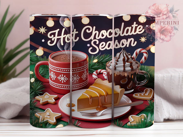 Hot Chocolate Season Christmas Tumbler, Cozy Winter Wrap, Festive Holiday Sublimation Design, Warm Cocoa Cup, 20Oz Skinny Tumbler Wrap, Christmas Chocolate Mug, Sweet Winter Drink Design Sublimation Li Zamperini 