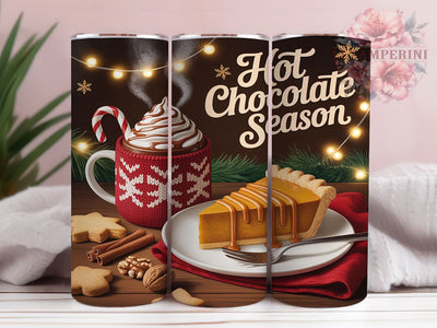 Hot Chocolate Season Christmas Tumbler, Cozy Winter Wrap, Festive Holiday Sublimation Design, Warm Cocoa Cup, 20Oz Skinny Tumbler Wrap, Christmas Chocolate Mug, Sweet Winter Drink Design Sublimation Li Zamperini 