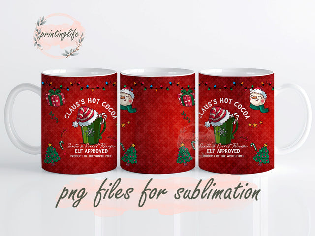 Hot Chocolate Season Mug Wrap Design, Instant Digital Design Download Mug Wrap Design, Mug Design PNG, Christmas Hot Cocoa Winter Design Digital File Download 11oz Sublimation PrintingLife 