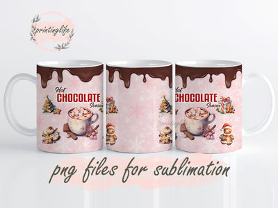 Hot Chocolate Season Mug Wrap Design, Instant Digital Design Download Mug Wrap Design, Mug Design PNG, Christmas Hot Cocoa Winter Design Digital File Download 11oz Sublimation PrintingLife 