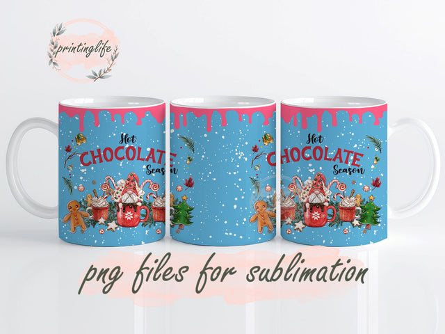 Hot Chocolate Season Mug Wrap Design, Instant Digital Design Download Mug Wrap Design, Mug Design PNG, Christmas Hot Cocoa Winter Design Digital File Download 11oz Sublimation PrintingLife 