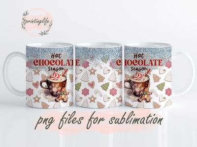 Hot Chocolate Season Mug Wrap Design, Instant Digital Design Download Mug Wrap Design, Mug Design PNG, Christmas Hot Cocoa Winter Design Digital File Download 11oz Sublimation PrintingLife 