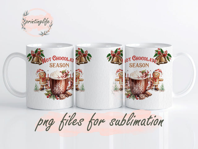 Hot Chocolate Season Mug Wrap Design, Instant Digital Design Download Mug Wrap Design, Mug Design PNG Sublimation PrintingLife 
