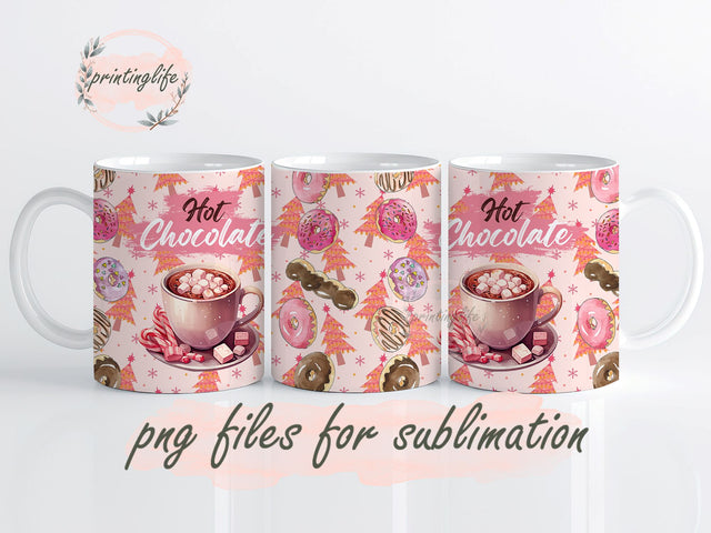 Hot Chocolate Season Mug Wrap PNG, Hot Chocolate Season Sublimation PNG, Christmas Hot Cocoa Winter Design Digital File Download 11oz Sublimation PrintingLife 