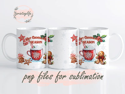 Hot Chocolate Season Mug Wrap PNG, Sublimation Mug PNG, Christmas Hot Cocoa Winter Design Digital File Download 11oz Sublimation PrintingLife 