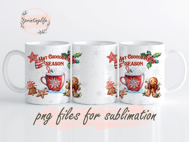 Hot Chocolate Season Mug Wrap PNG, Sublimation Mug PNG, Christmas Hot Cocoa Winter Design Digital File Download 11oz Sublimation PrintingLife 
