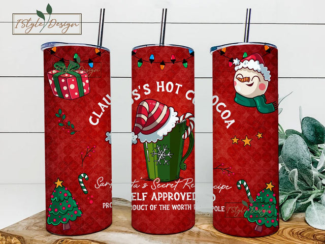 Hot Chocolate Season Tumbler Wrap PNG, 20 Oz Skinny Sublimation Tumbler PNG, Christmas Hot Cocoa Winter Design Digital File Download Sublimation iStyleDesign 