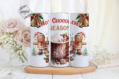 Hot Chocolate Season Tumbler Wrap PNG, 20 Oz Skinny Sublimation Tumbler PNG, Christmas Hot Cocoa Winter Design Digital File Download Sublimation sassyprint 
