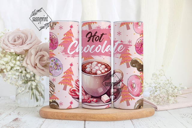 Hot Chocolate Season Tumbler Wrap PNG, 20 Oz Skinny Sublimation Tumbler PNG, Christmas Hot Cocoa Winter Design Digital File Download Sublimation sassyprint 