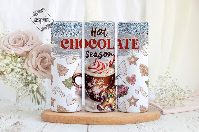 Hot Chocolate Season Tumbler Wrap PNG, 20 Oz Skinny Sublimation Tumbler PNG, Christmas Hot Cocoa Winter Design Digital File Download Sublimation sassyprint 