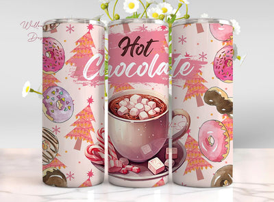 Hot Chocolate Season Tumbler Wrap PNG, 20 Oz Skinny Sublimation Tumbler PNG, Christmas Hot Cocoa Winter Design Digital File Download Sublimation WillowSageDesign 
