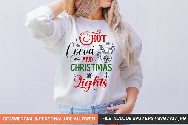 Hot Cocoa And Christmas Lights Svg Design SVG designmaster24 