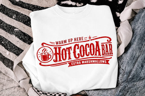 Hot Cocoa Bar Christmas Sign Retro PNG SVG DesignDestine 