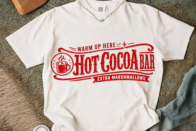 Hot Cocoa Bar Christmas Sign Retro PNG SVG DesignDestine 