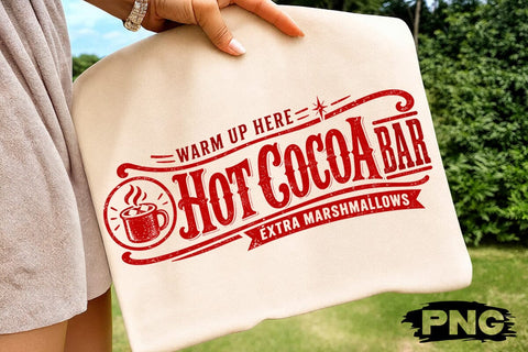 Hot Cocoa Bar Christmas Sign Retro PNG SVG DesignDestine 