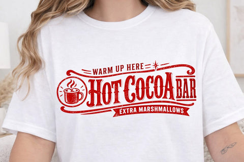 Hot Cocoa Bar Christmas Sign Retro PNG SVG DesignDestine 