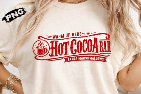 Hot Cocoa Bar Christmas Sign Retro PNG SVG DesignDestine 