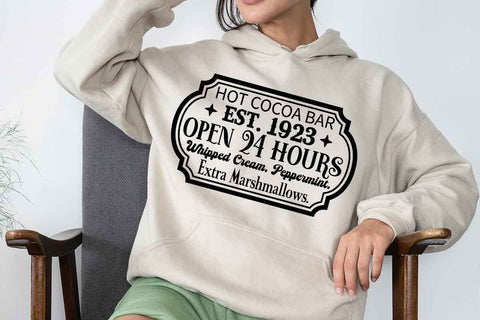 Hot cocoa bar est 1923 open 24 hours whipped cream peppermint. extra marshmallows SVG Angelina750 