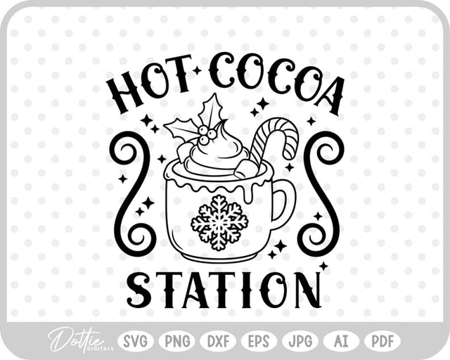 Hot Cocoa Chocolate Drink Christmas Festive SVG DottieDigitals 