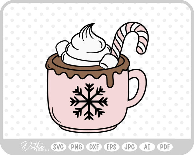 Hot Cocoa Chocolate Drink Christmas Festive SVG DottieDigitals 