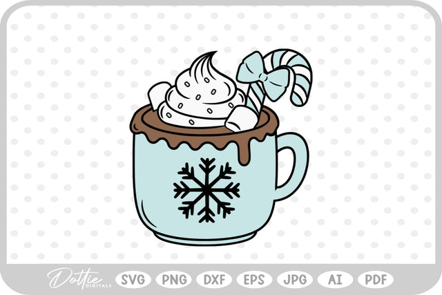 Hot Cocoa Chocolate Drink Christmas Festive SVG DottieDigitals 