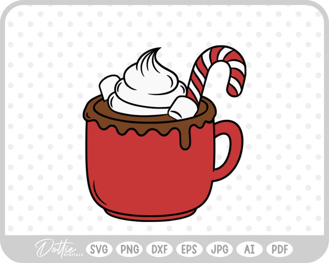 Hot Cocoa Chocolate Drink Christmas Festive SVG DottieDigitals 