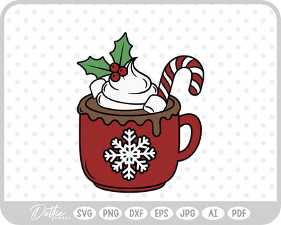 Hot Cocoa Chocolate Drink Christmas Festive SVG DottieDigitals 