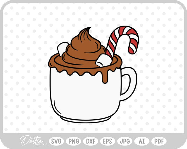 Hot Cocoa Chocolate Drink Christmas Festive SVG DottieDigitals 