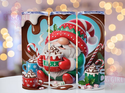 Hot Cocoa Christmas Gnome Tumbler, Christmas Gnome Wrap, Holiday Cocoa Sublimation, 20oz Gnome Tumbler, Festive Cocoa Art, Cute Christmas Mug, Whimsical Holiday Cup Sublimation SvggirlplusArt 