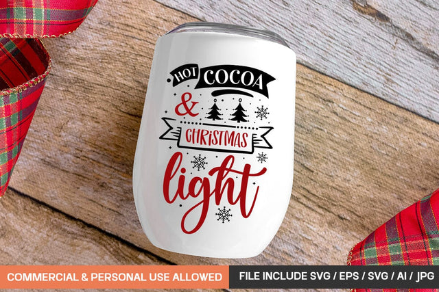 Hot Cocoa & Christmas Light Mug Svg Design SVG designmaster24 